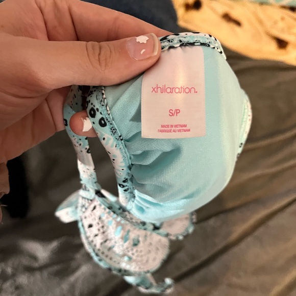 Xhiliration Blue Lace Up Back Bikini Top - Picture 3 of 3